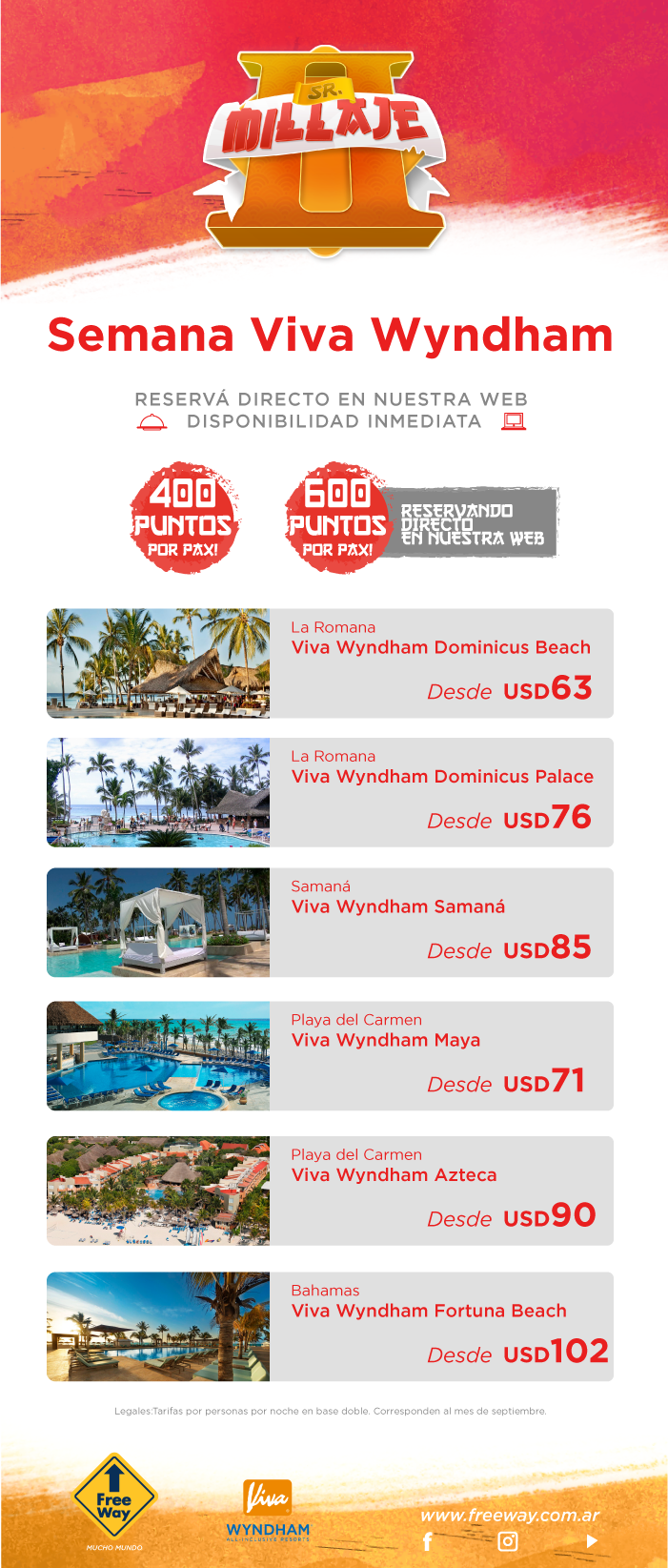Hoteles Viva: reserv� directo en nuestra Web y sum� 600 puntos